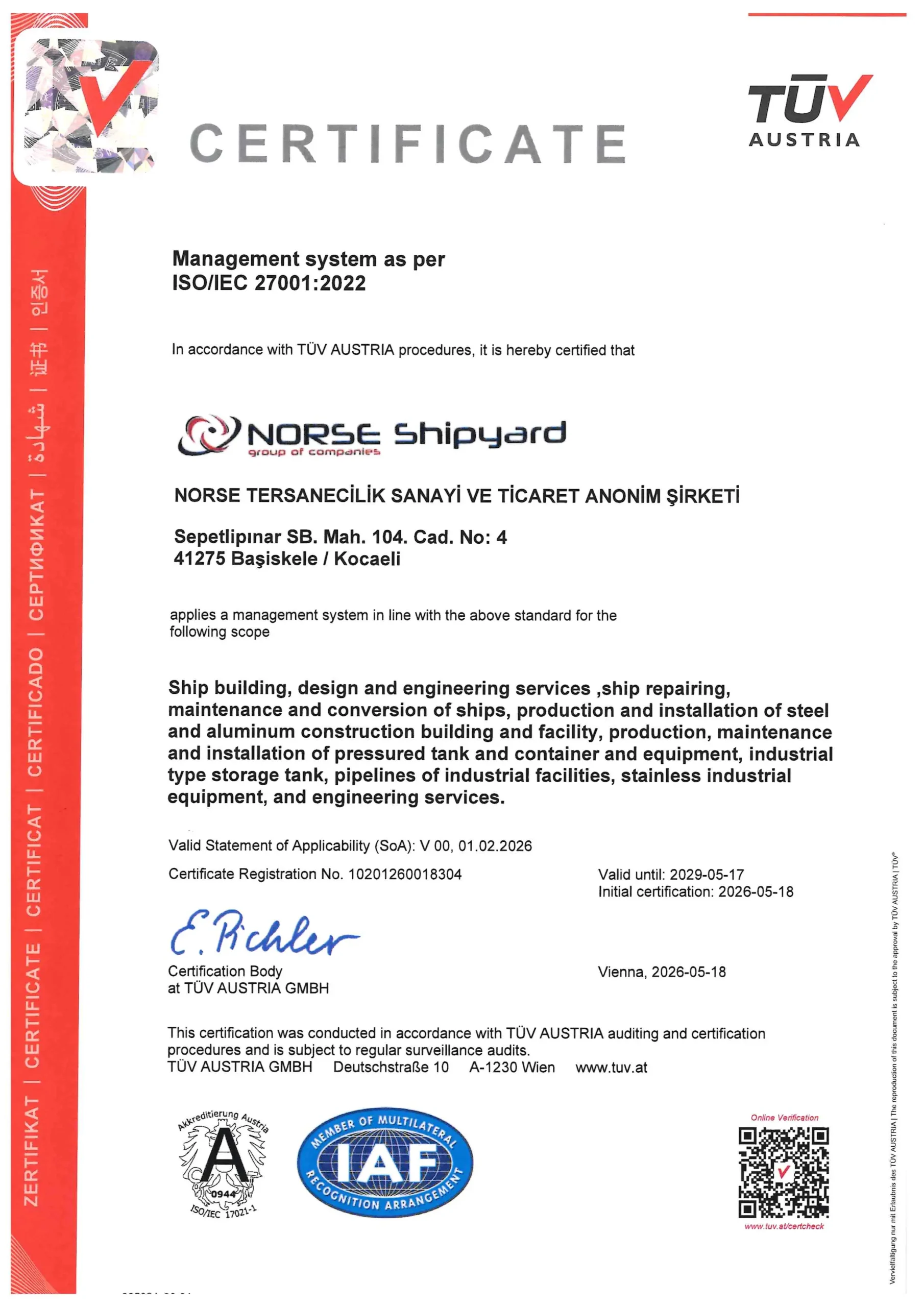 Norse Shipyard ISO 27001
